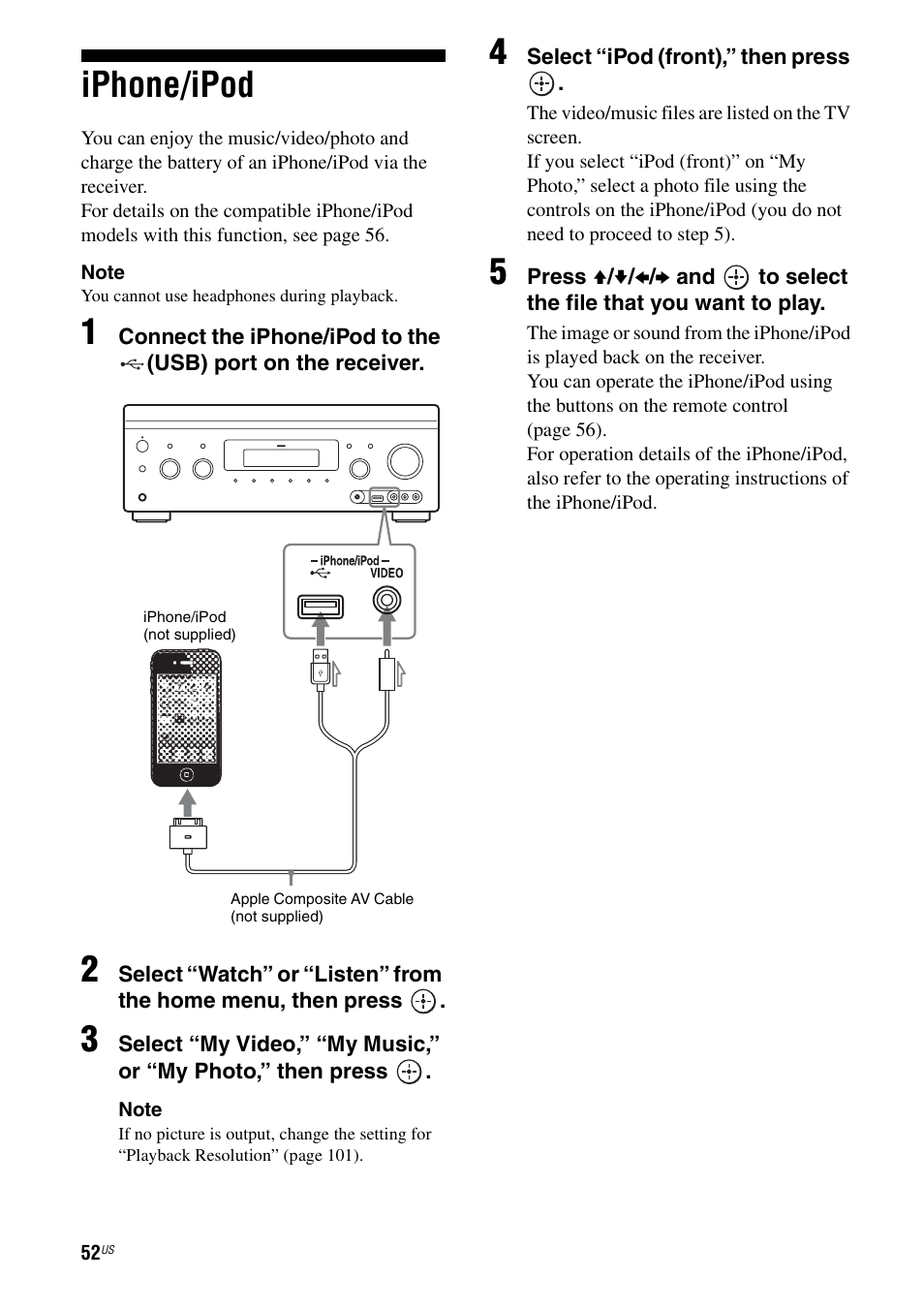 Iphone/ipod | Sony STR-DA3700ES User Manual | Page 52 / 146