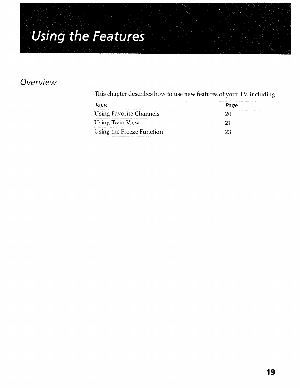 Overview | Sony KV-36XBR400 User Manual | Page 23 / 54