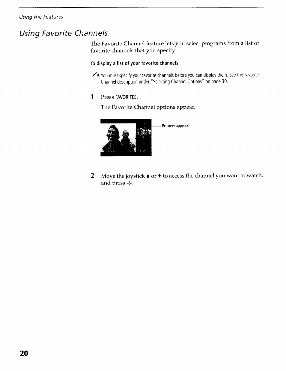 Using favorite channels | Sony KV-36XBR400 User Manual | Page 24 / 54