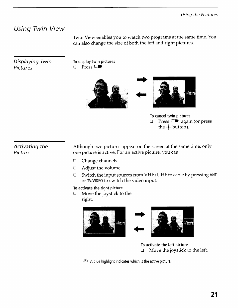 Using twin view | Sony KV-36XBR400 User Manual | Page 25 / 54