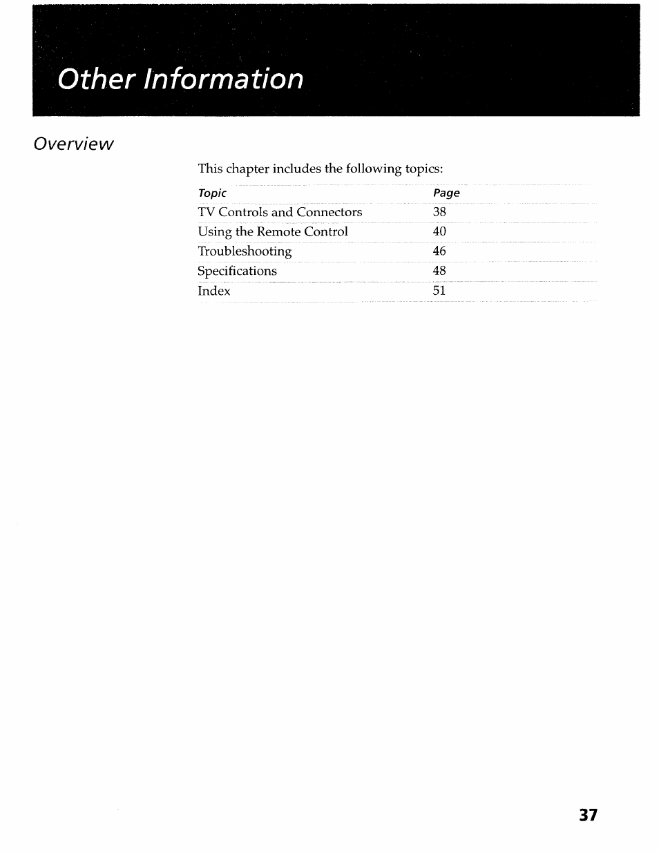 Other information, Overview | Sony KV-36XBR400 User Manual | Page 40 / 54