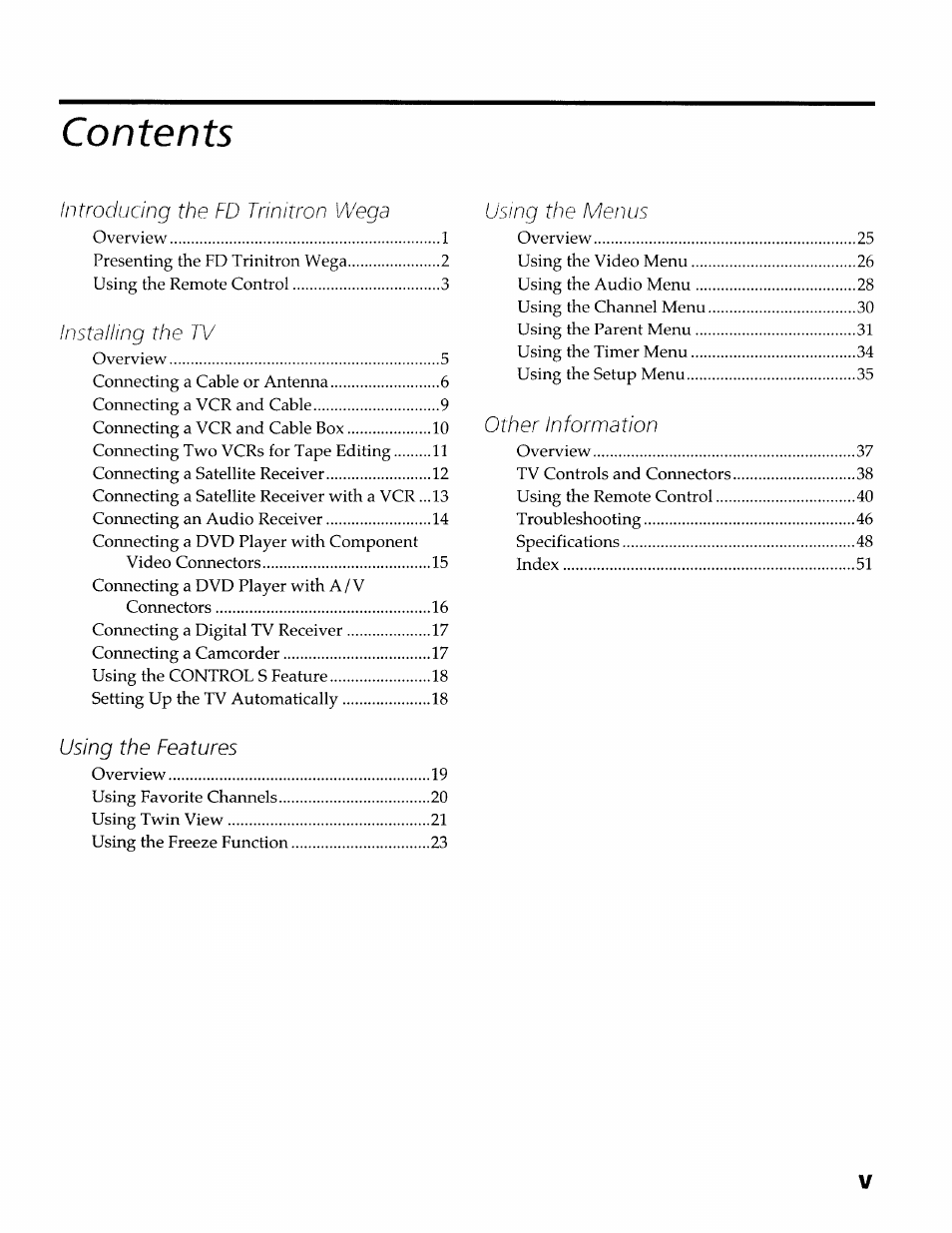 Sony KV-36XBR400 User Manual | Page 5 / 54