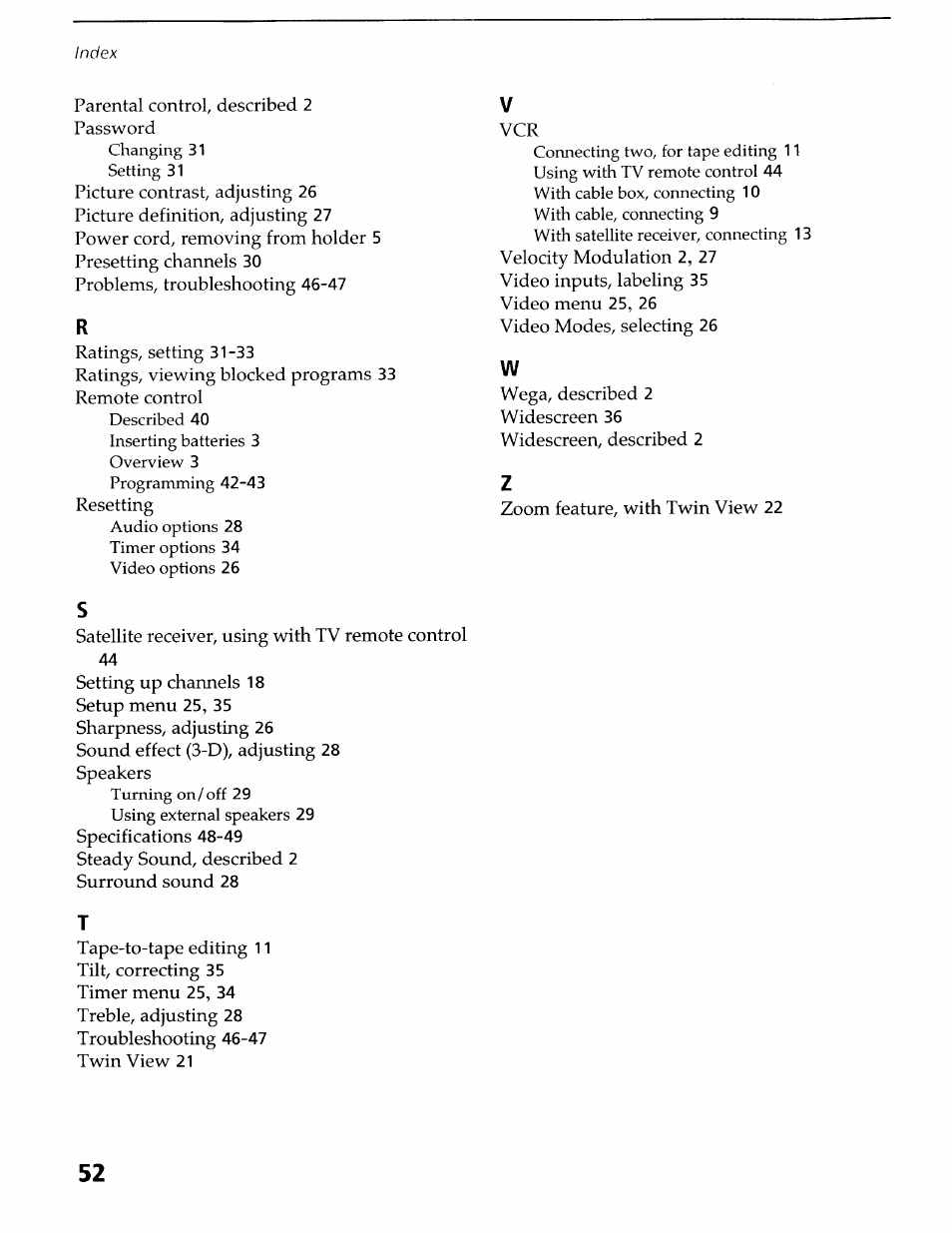 Sony KV-36XBR400 User Manual | Page 54 / 54