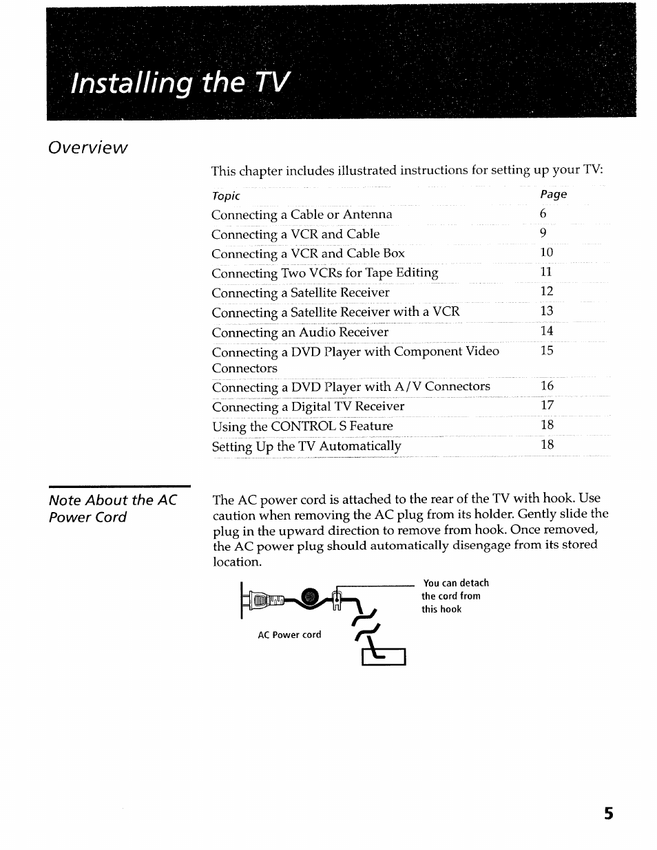 Overview | Sony KV-36XBR400 User Manual | Page 9 / 54