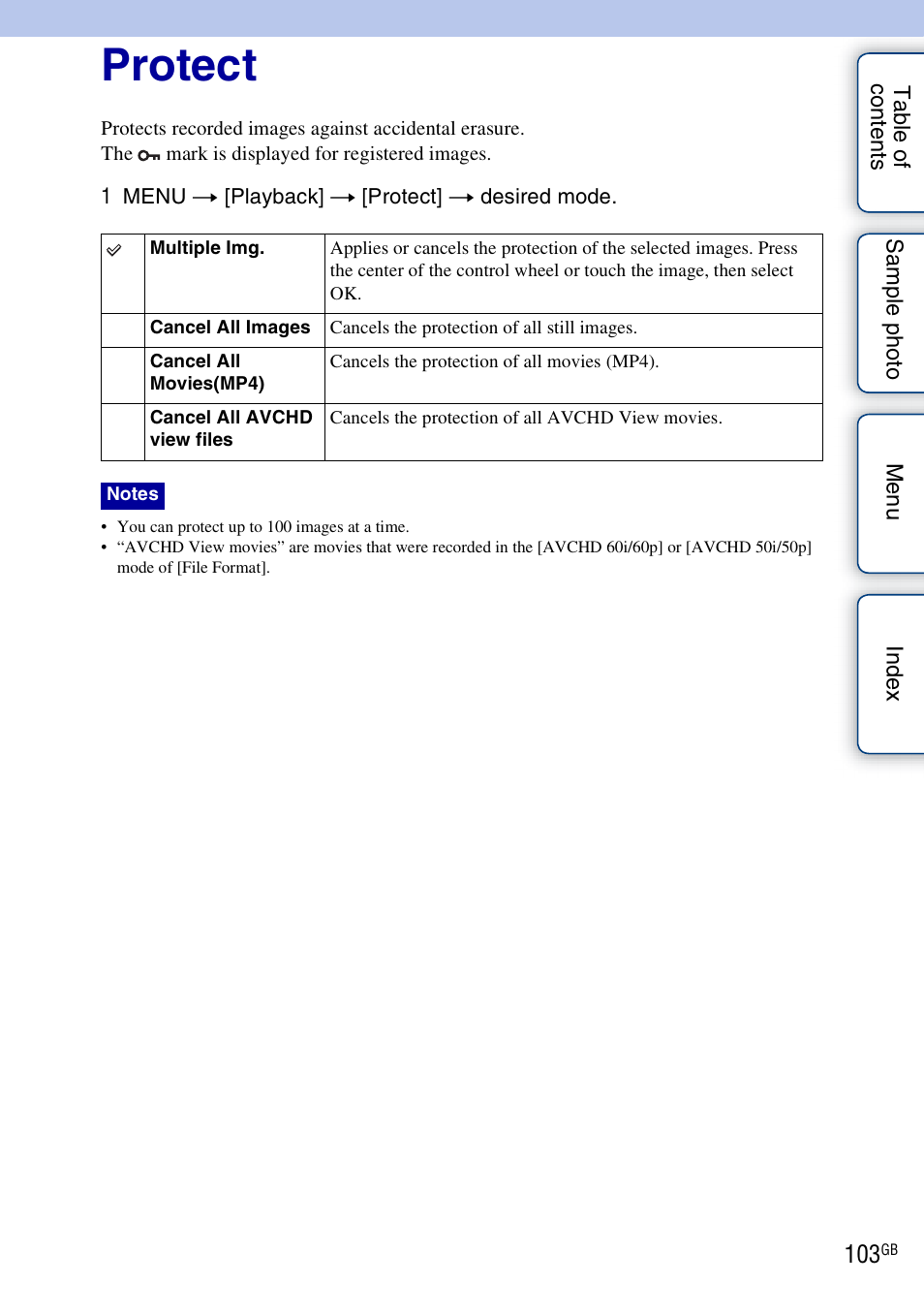 Protect | Sony NEX-5NK User Manual | Page 103 / 200