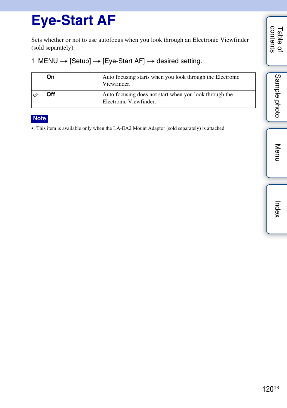 Eye-start af | Sony NEX-5NK User Manual | Page 120 / 200