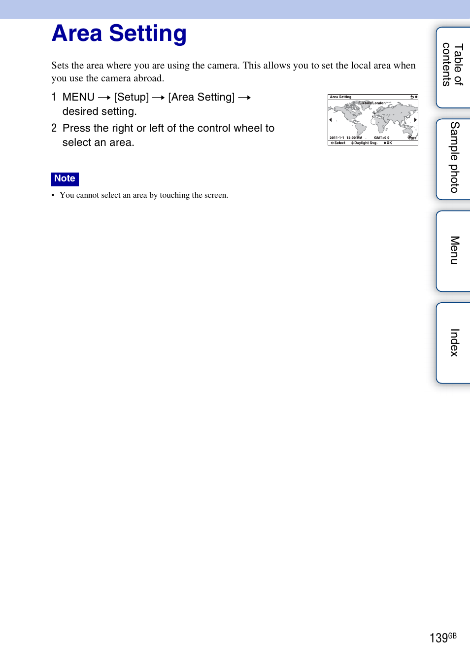 Area setting | Sony NEX-5NK User Manual | Page 139 / 200