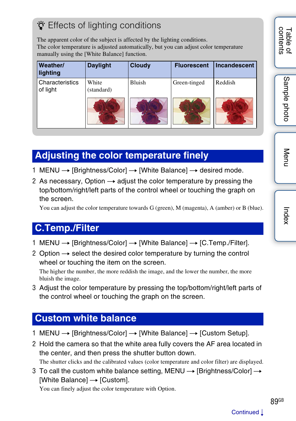 Effects of lighting conditions | Sony NEX-5NK User Manual | Page 89 / 200