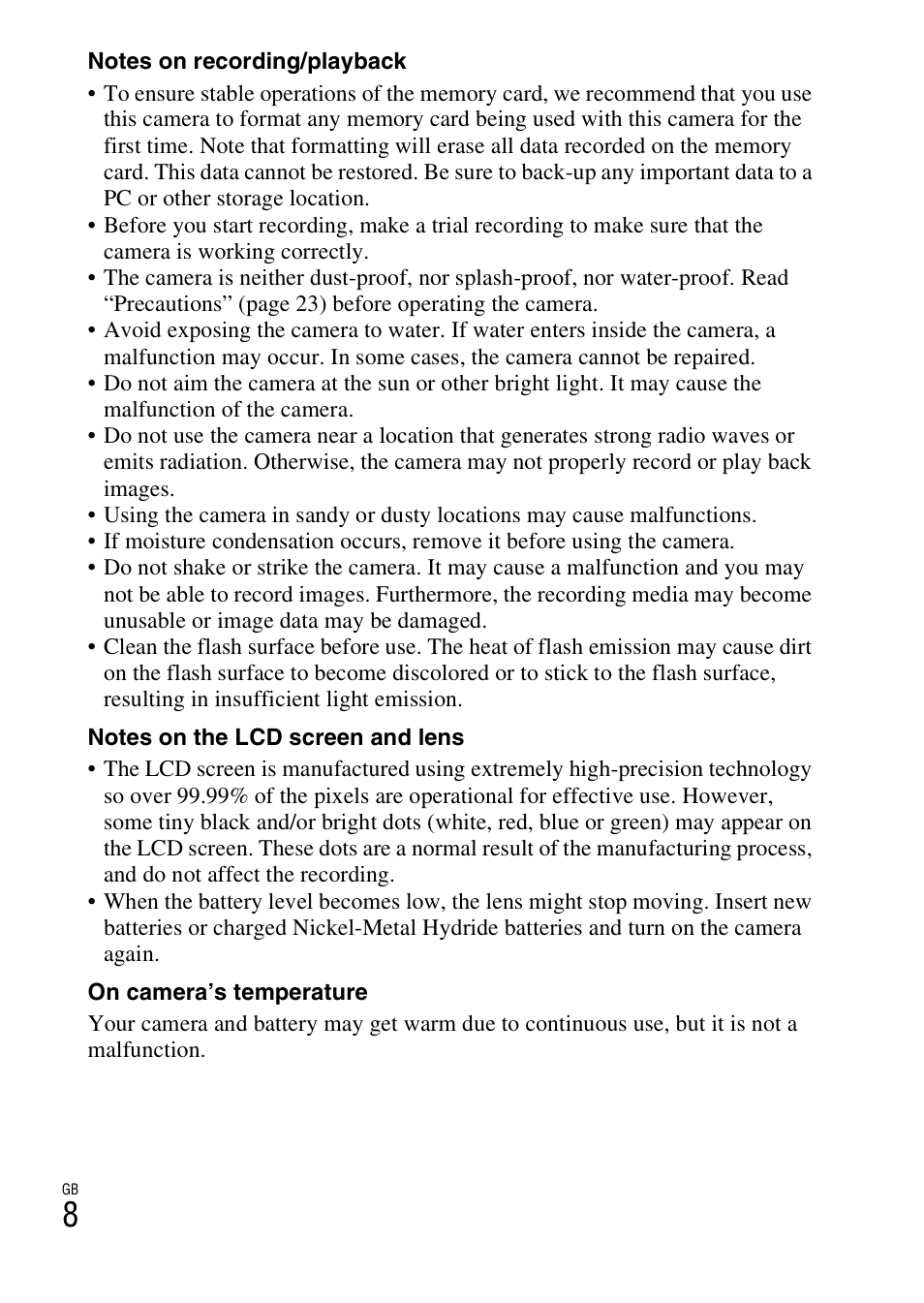 Sony DSC-S2100 User Manual | Page 8 / 52