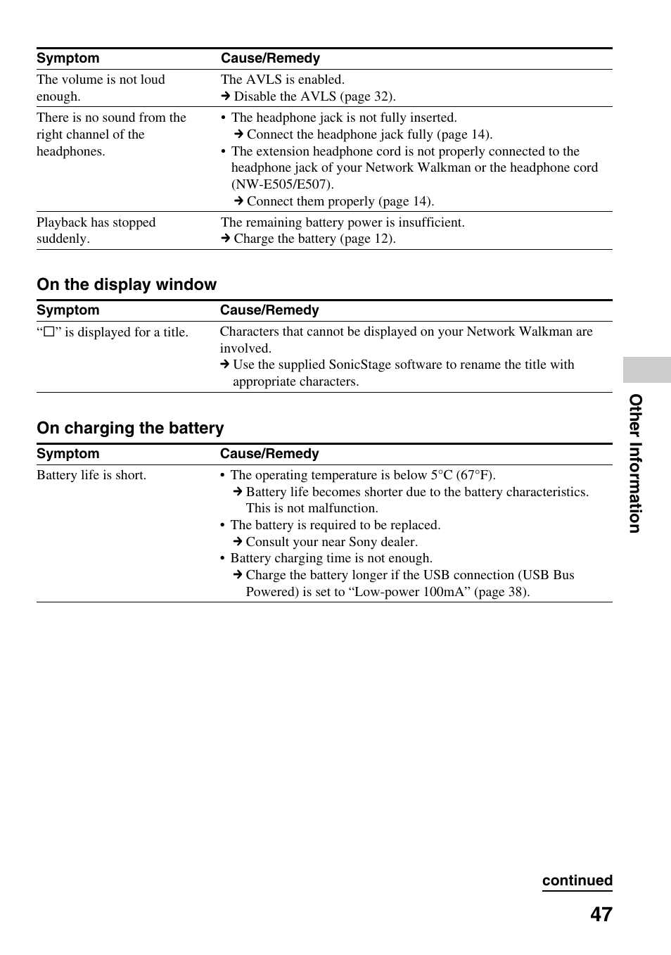 Sony NW-E505 User Manual | Page 47 / 59