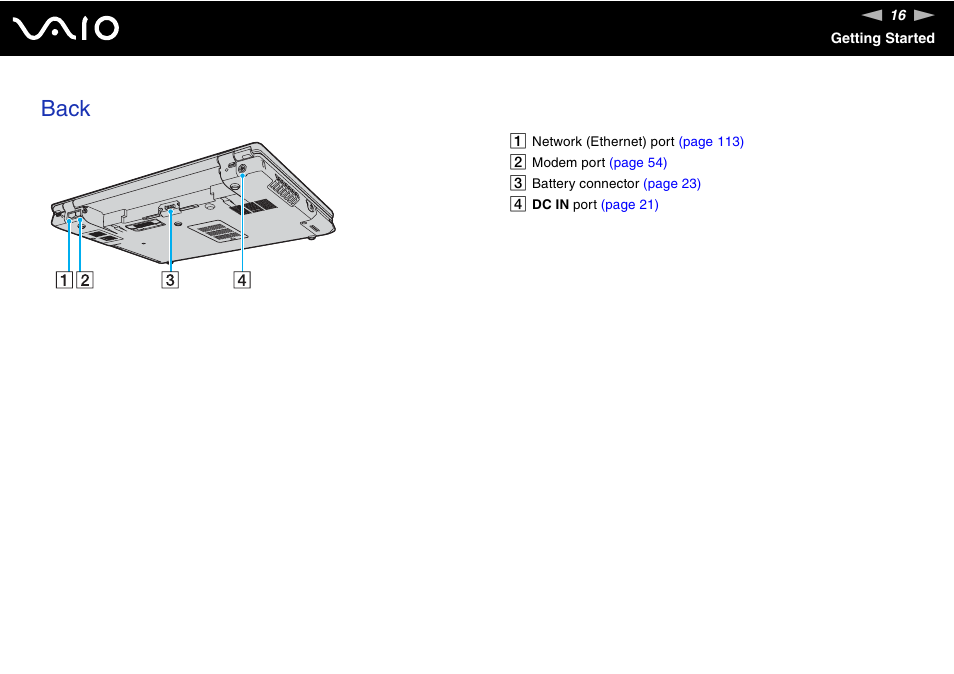 Back | Sony VGN-BX740 User Manual | Page 16 / 231