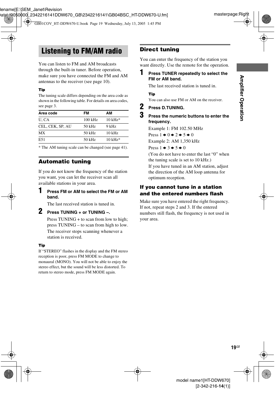 Listening to fm/am radio | Sony HT-DDW670 User Manual | Page 19 / 44