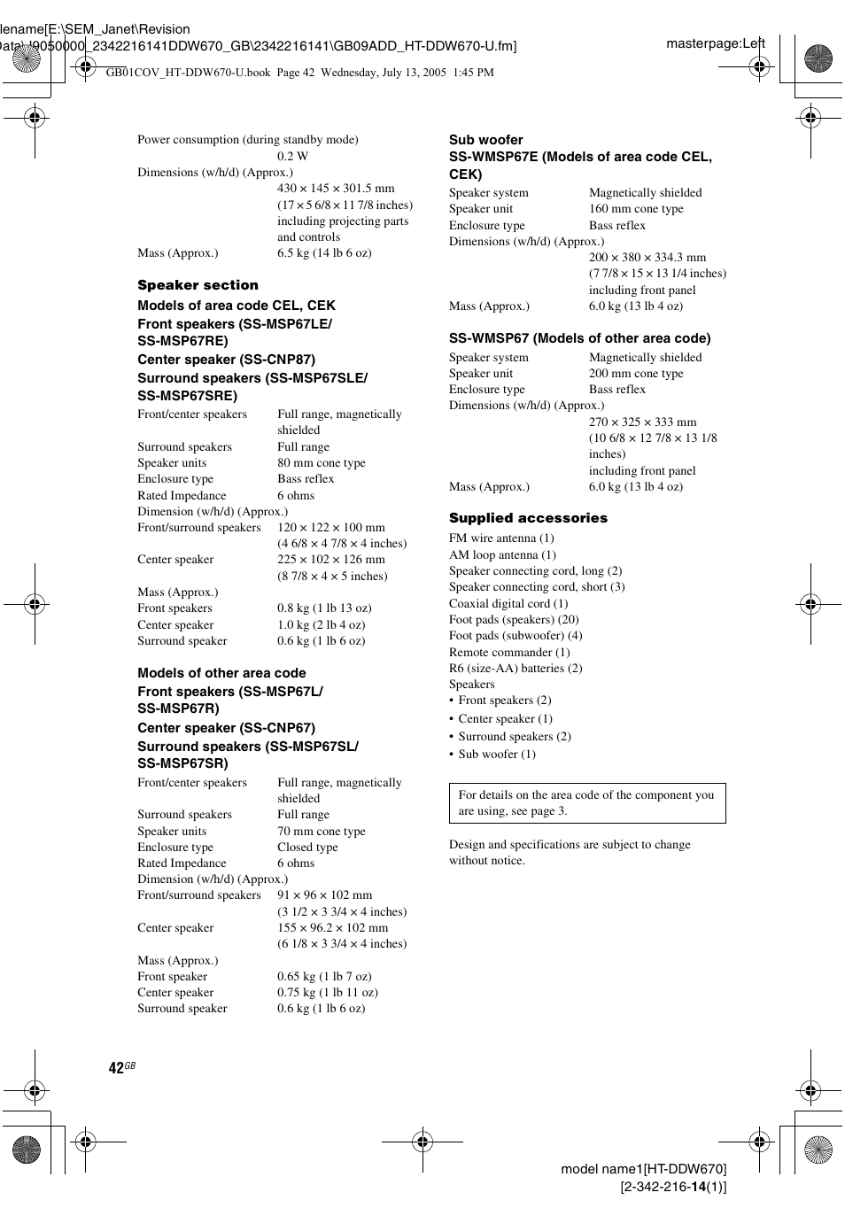 Sony HT-DDW670 User Manual | Page 42 / 44