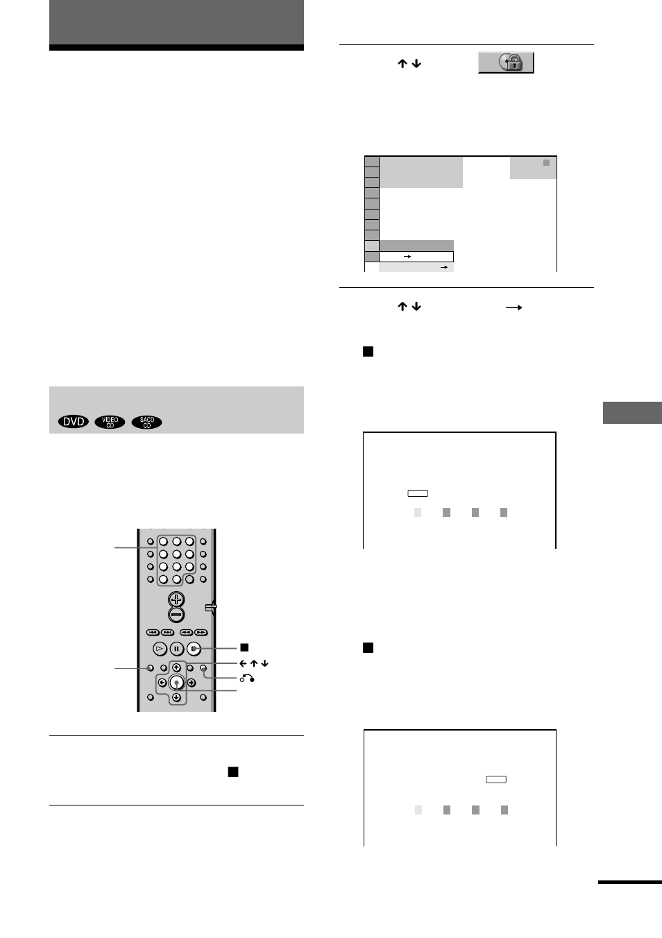 Using various additional functions, Locking discs, Using v arious additional functions | Custom parental control, parental control), Custom parental control | Sony HCD-S500 User Manual | Page 53 / 84