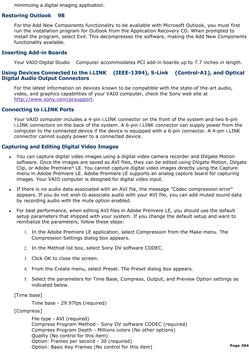 Sony PCV-E314DS User Manual | Page 384 / 855