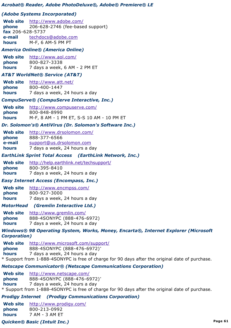 Sony PCV-E314DS User Manual | Page 61 / 855