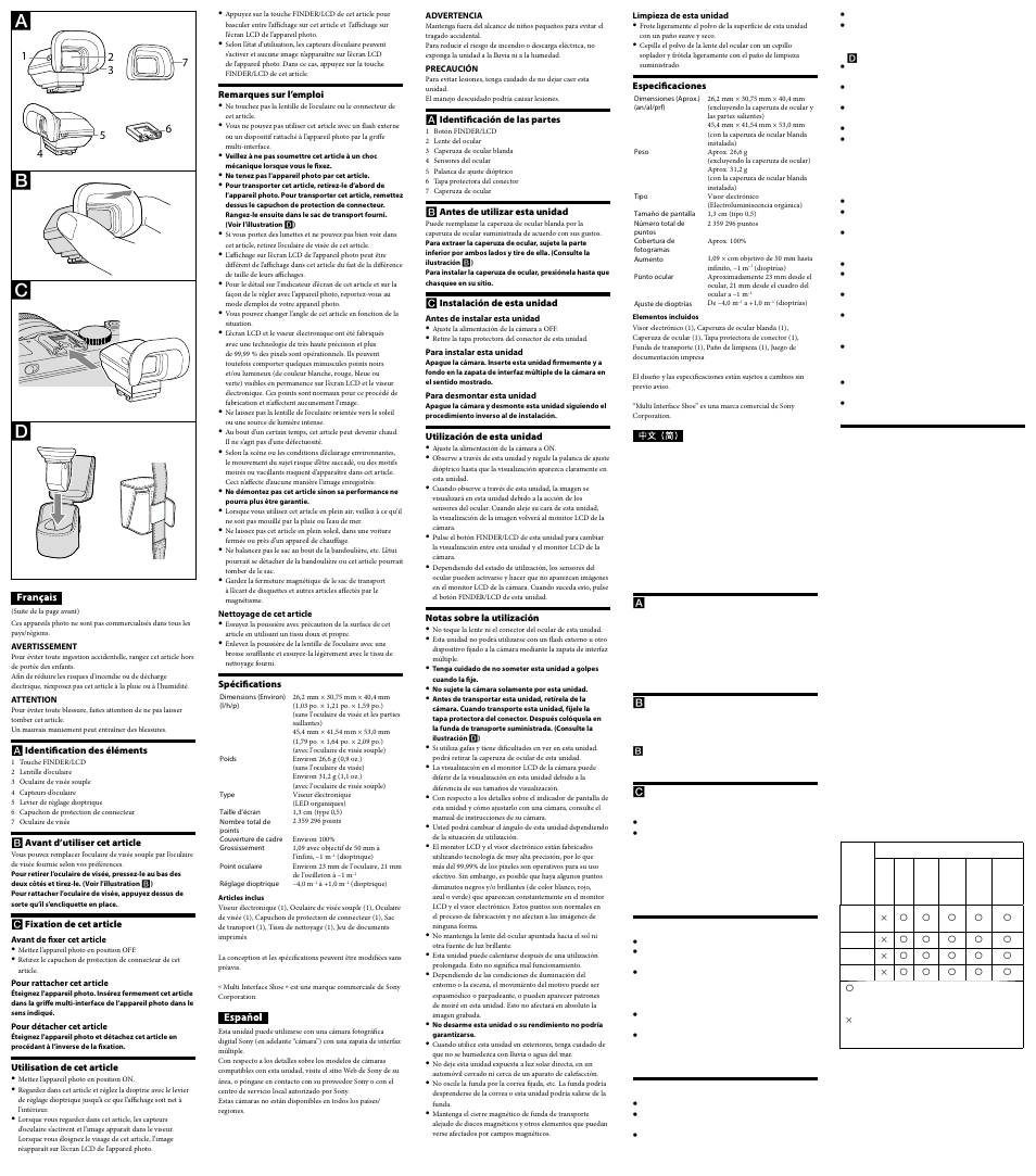 Sony FDA-EV1MK User Manual | Page 2 / 2