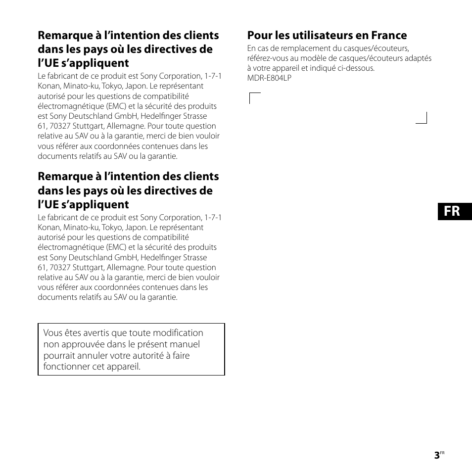 Pour les utilisateurs en france | Sony ICD-UX80 User Manual | Page 17 / 60