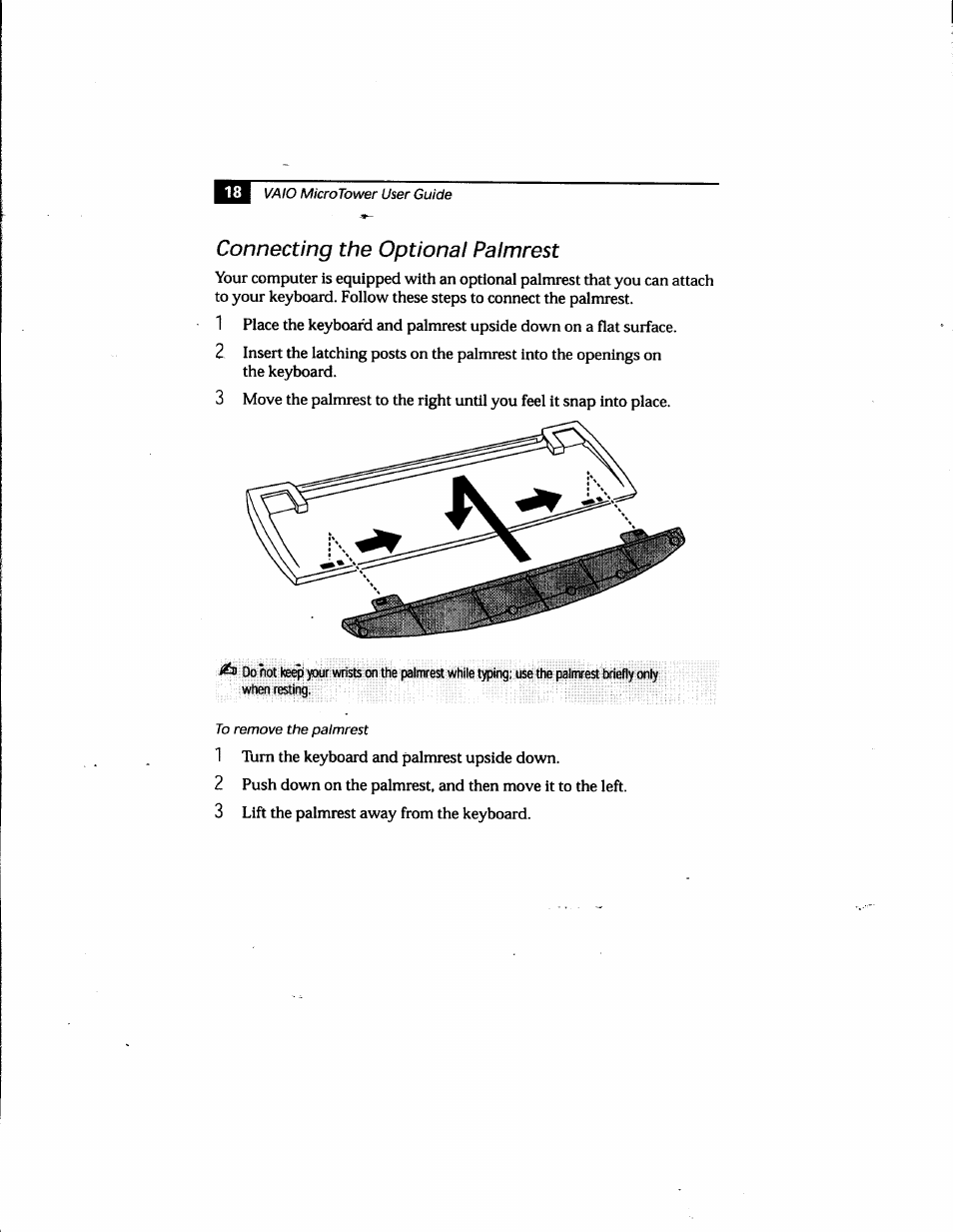 Connecting the optional palmrest | Sony PCV-E205 User Manual | Page 26 / 119