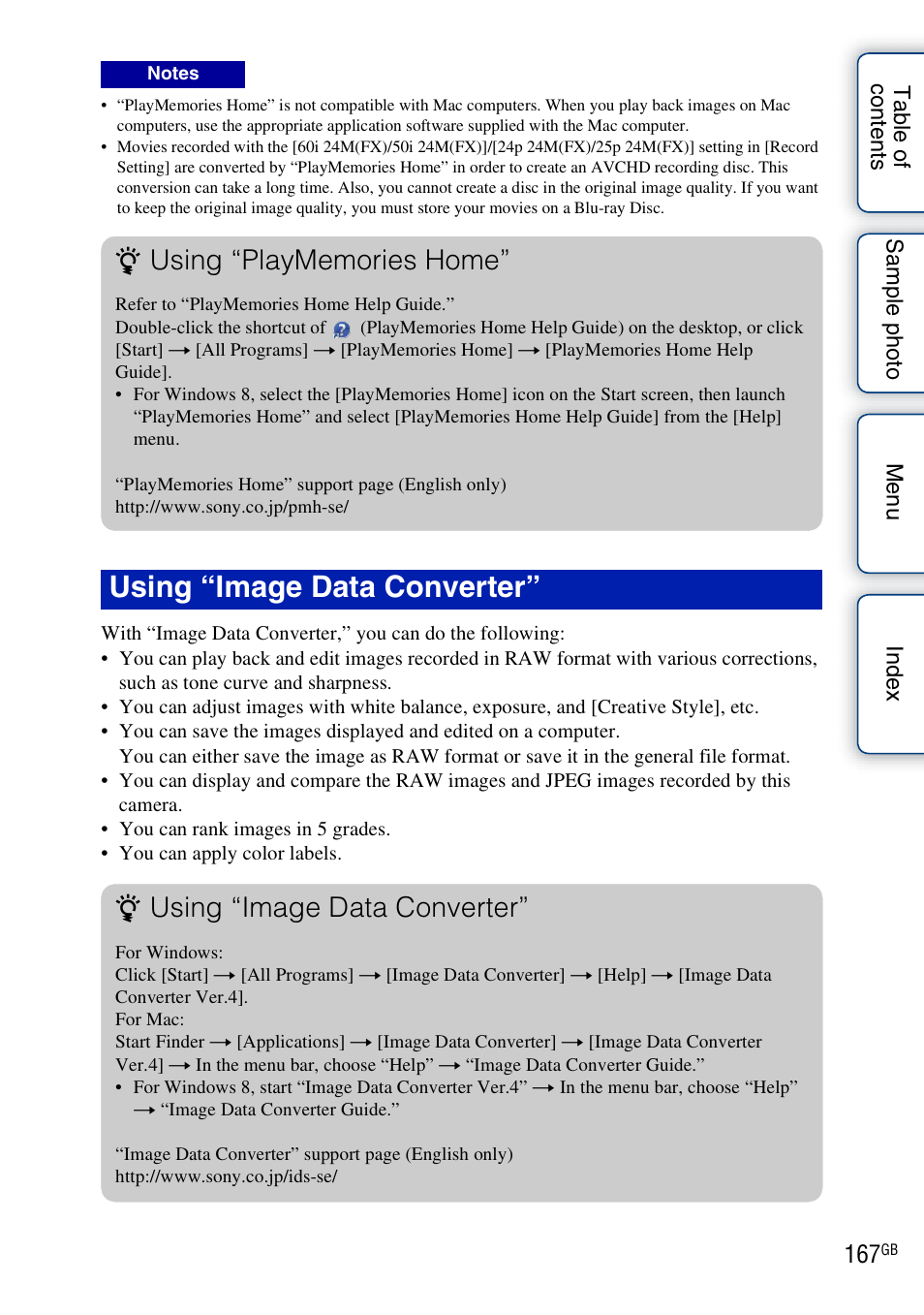 Using “image data converter | Sony NEX-3N User Manual | Page 167 / 198