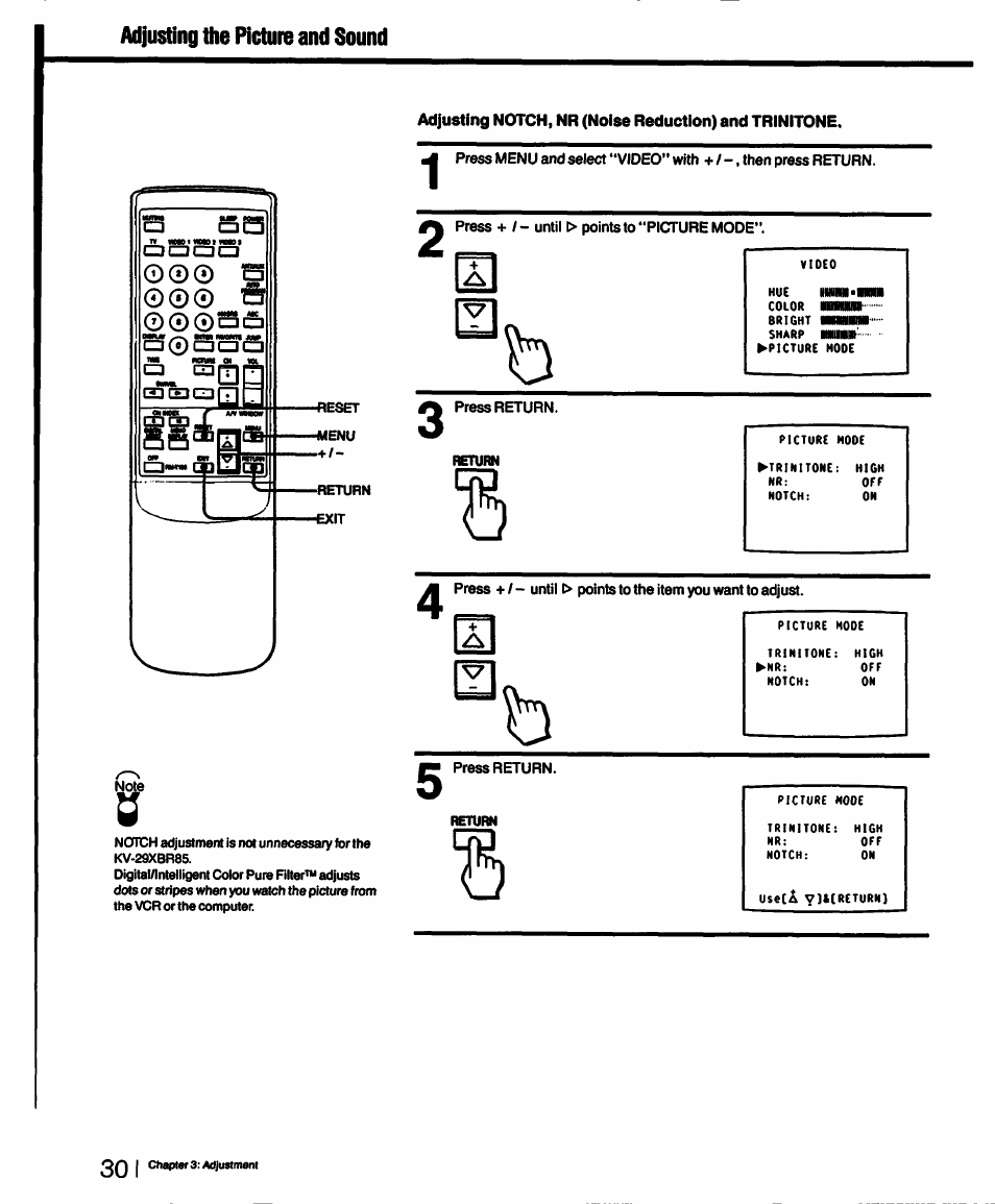 Sony KV-27XBR55 User Manual | Page 30 / 70