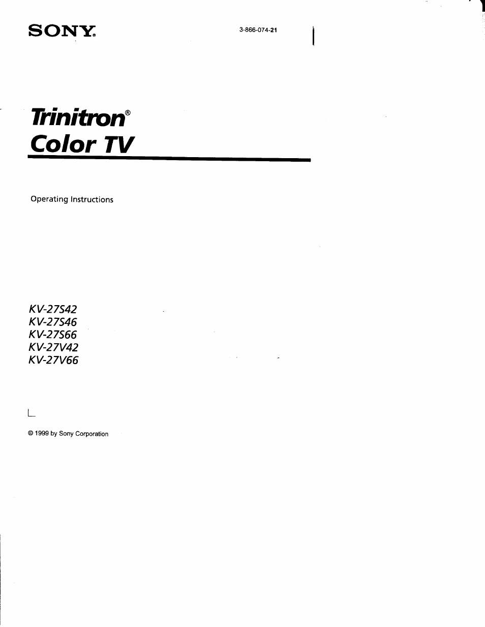 Sony KV-27V66 User Manual | 39 pages