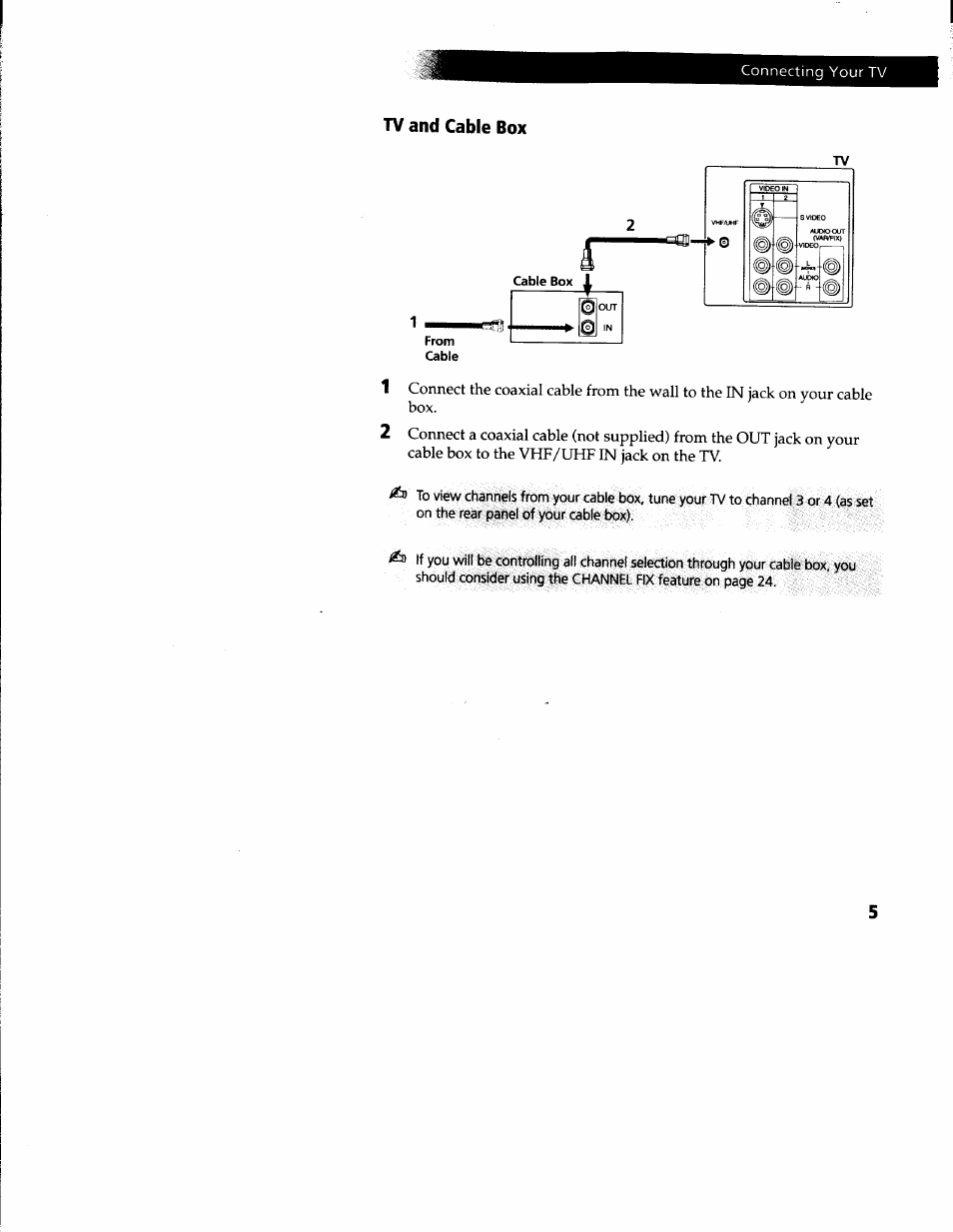 Tv and cable box | Sony KV-27V66 User Manual | Page 6 / 39