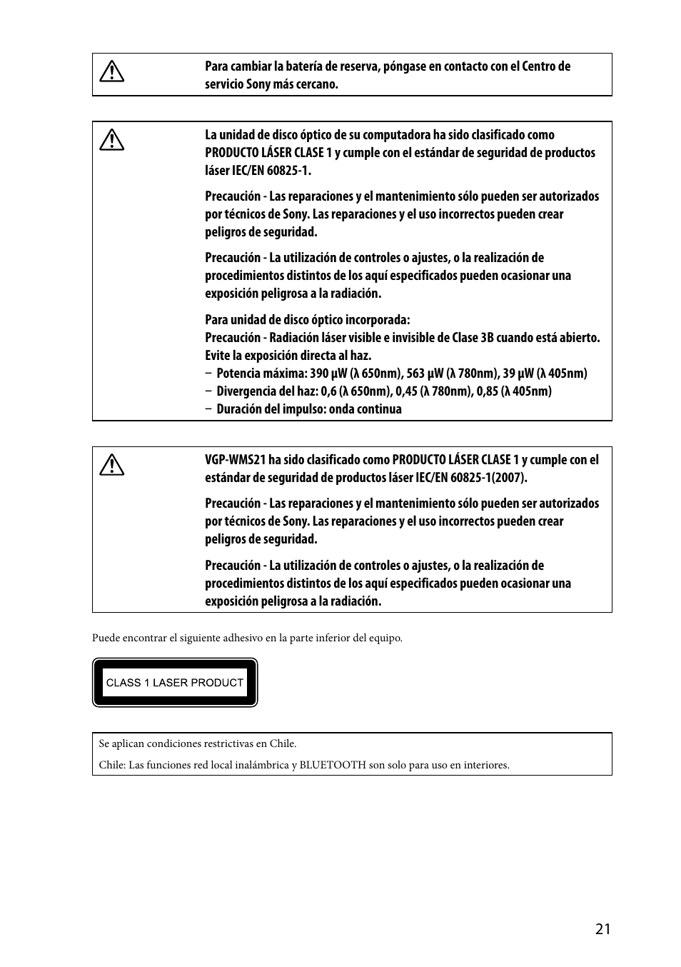 Sony SVL24112FXB User Manual | Page 21 / 32