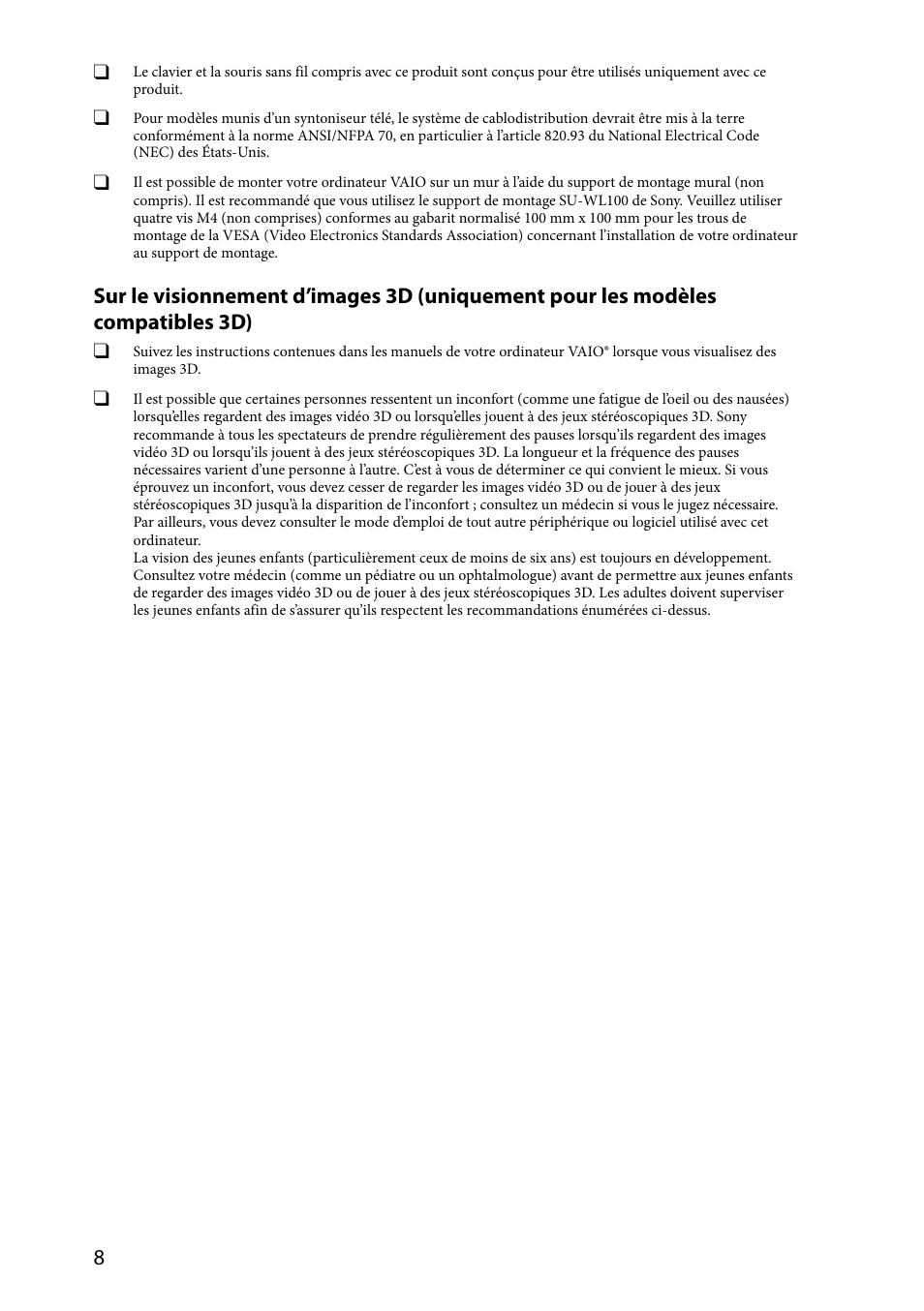 Sony SVL24112FXB User Manual | Page 8 / 32