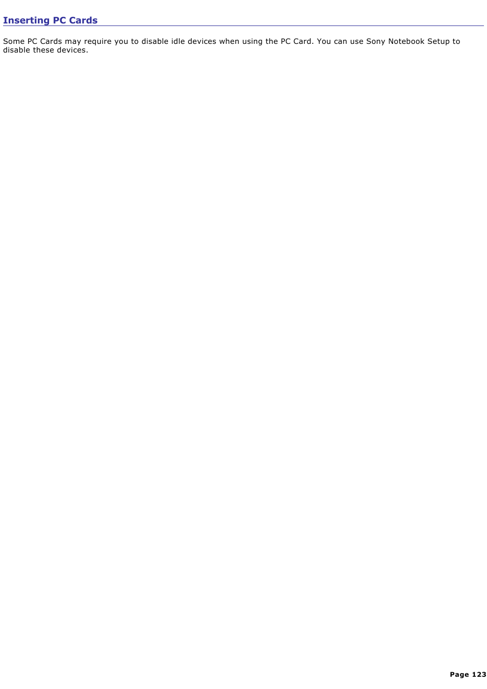 Inserting pc cards | Sony VGN-A140B User Manual | Page 123 / 315