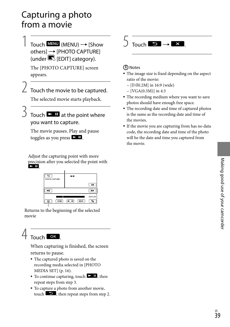 Capturing a photo from a movie | Sony DCR-SX83 User Manual | Page 39 / 96