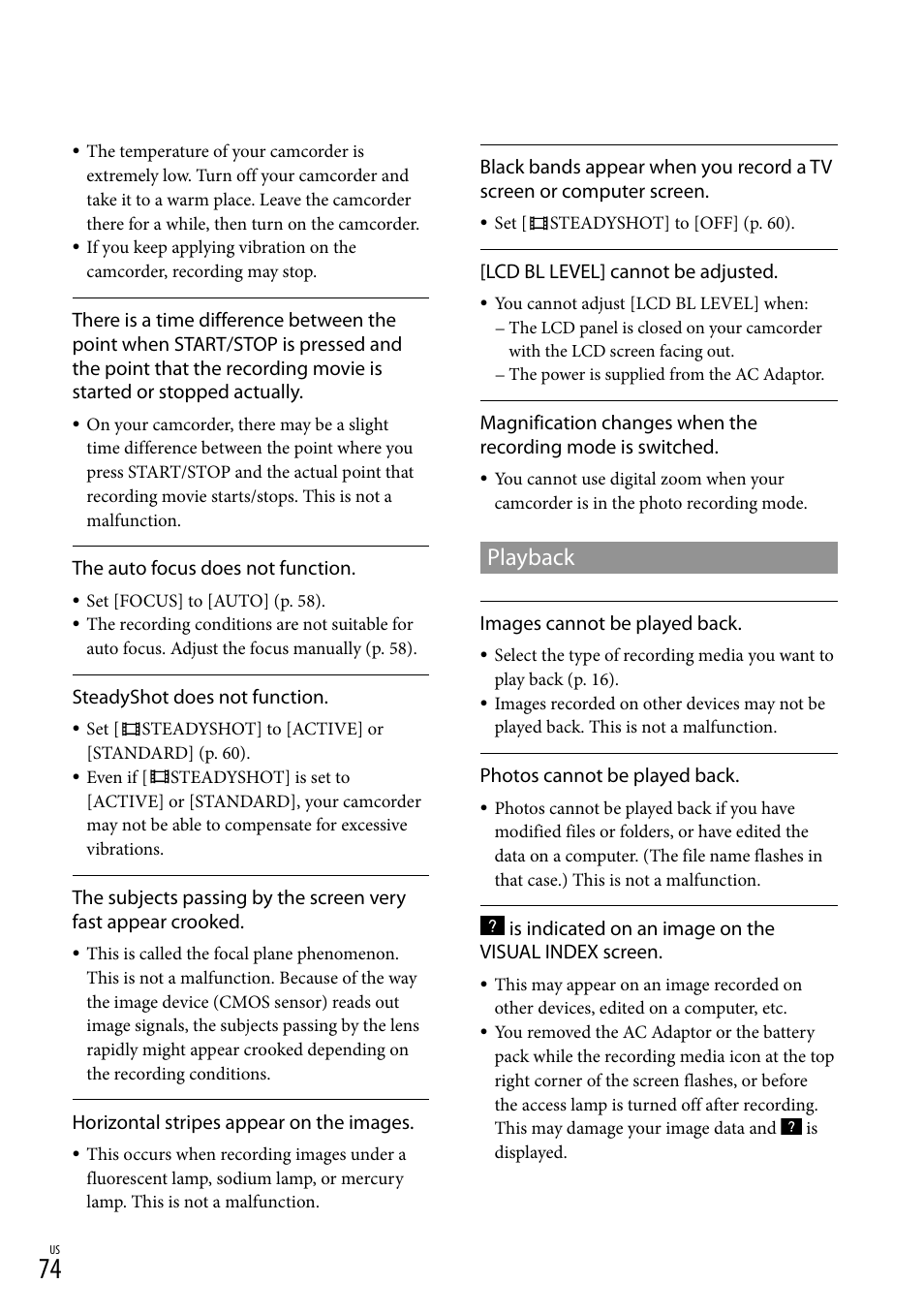 Playback | Sony DCR-SX83 User Manual | Page 74 / 96