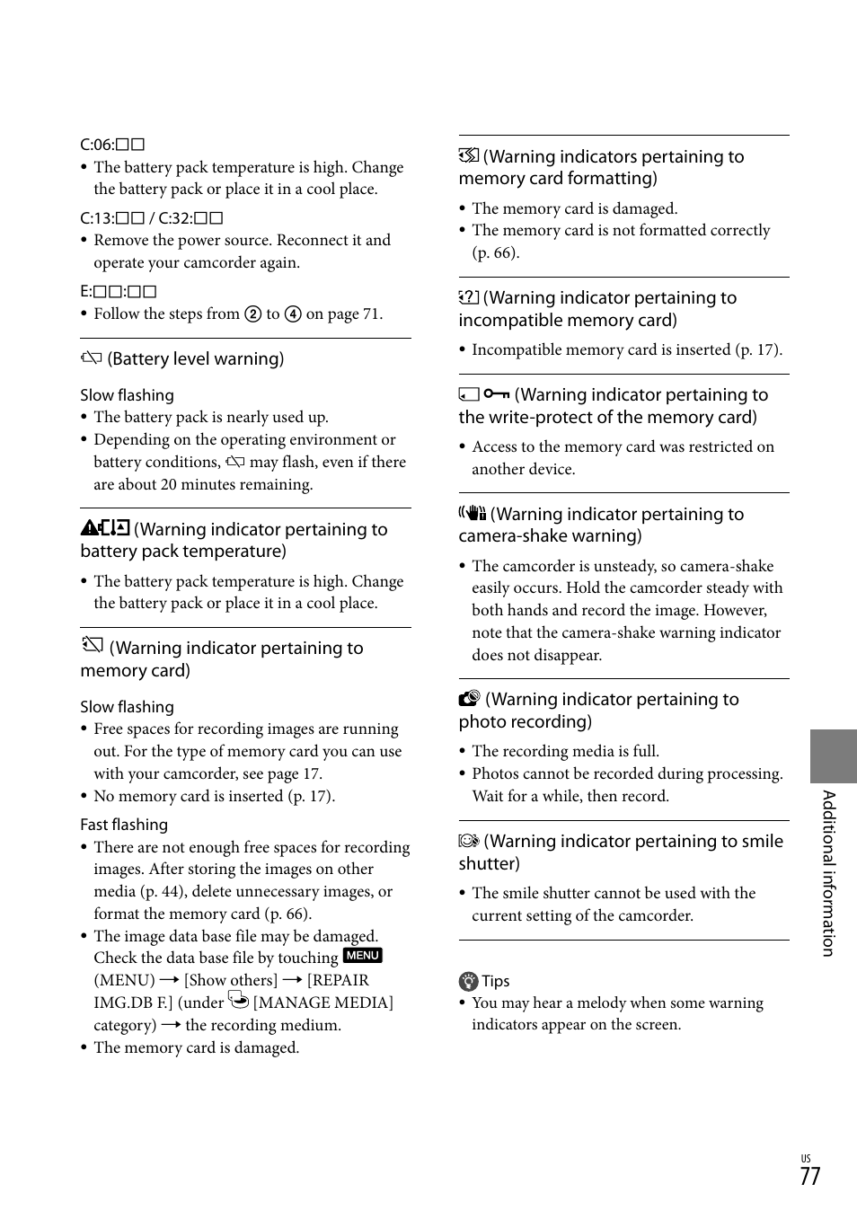 Sony DCR-SX83 User Manual | Page 77 / 96