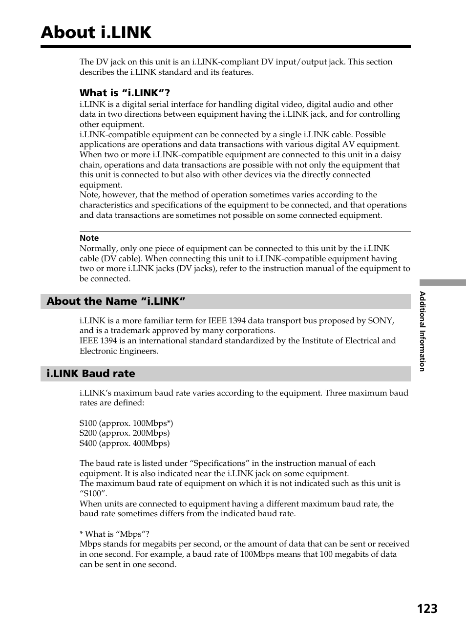 About i.link, Digital8 system, recording and, Playback | Sony DCR-TRV820 User Manual | Page 123 / 156