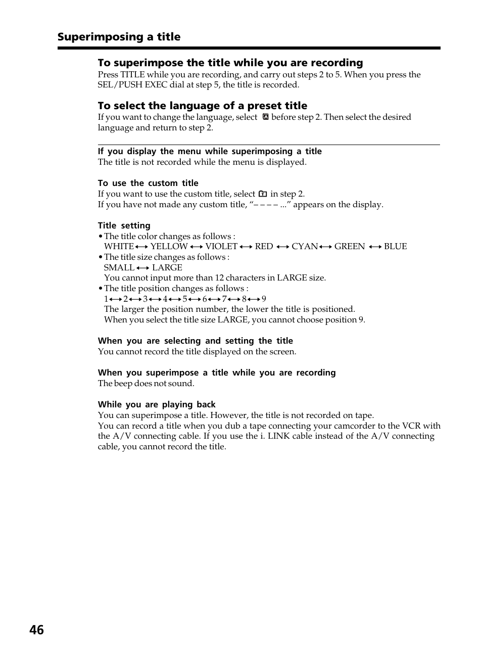 Sony DCR-TRV820 User Manual | Page 46 / 156