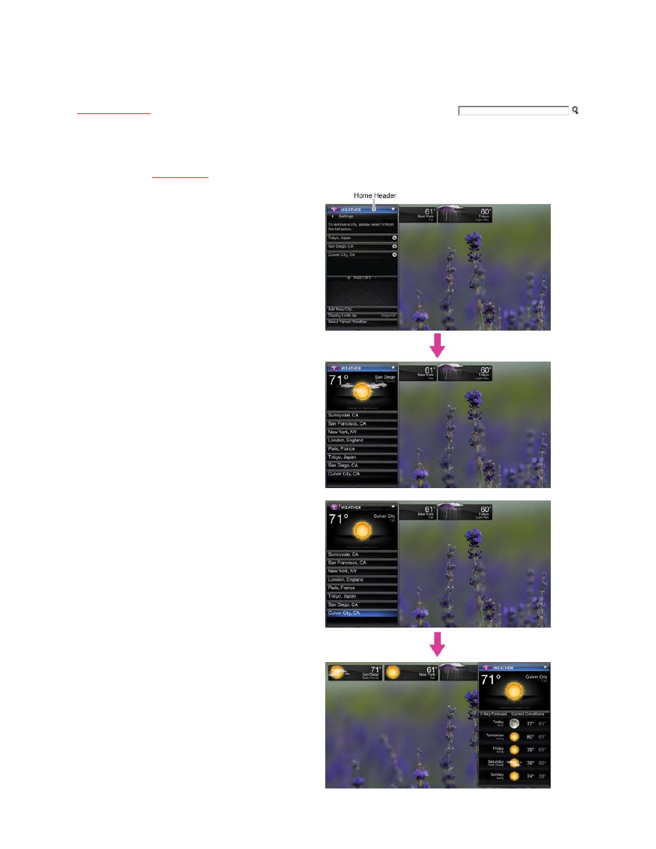 Bravia internet widgets, Creating a snippet of your added city | Sony KDL-52Z5100 User Manual | Page 221 / 345