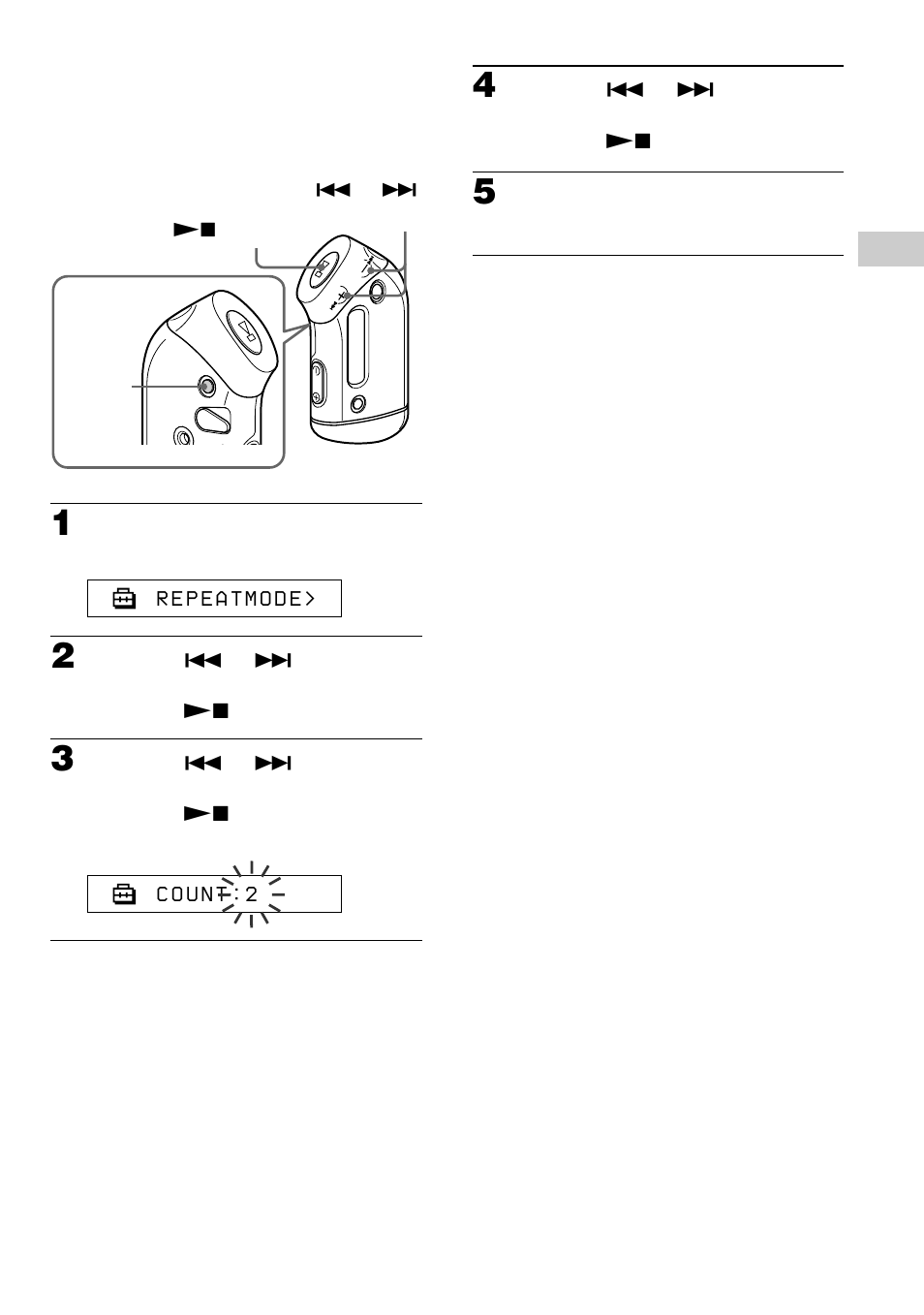 Setting the repeat counts | Sony NW-S23 User Manual | Page 21 / 52