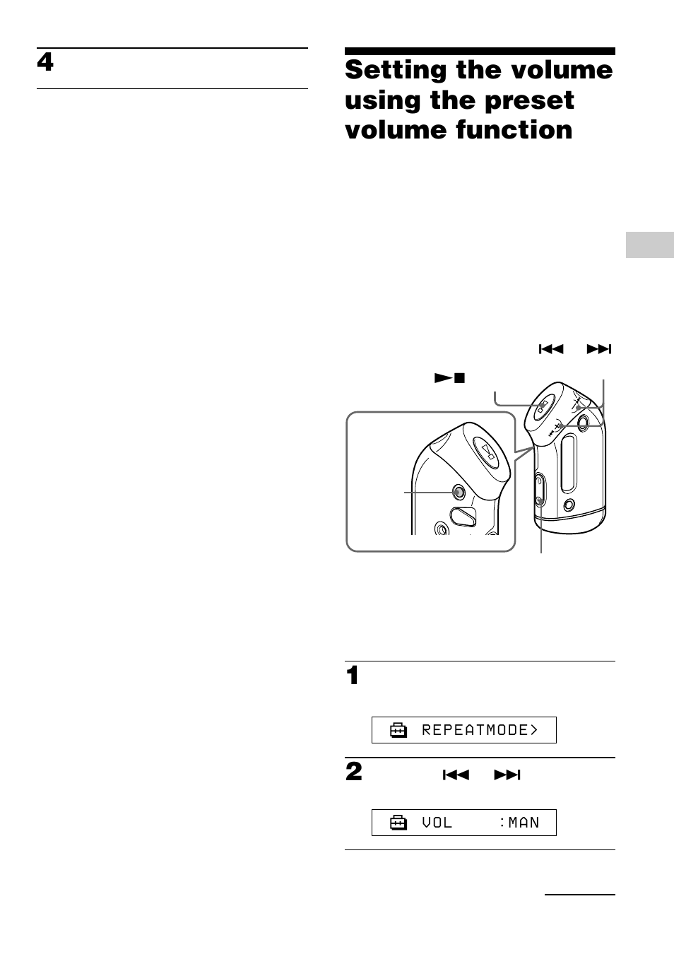 Setting a volume level of the preset mode | Sony NW-S23 User Manual | Page 29 / 52