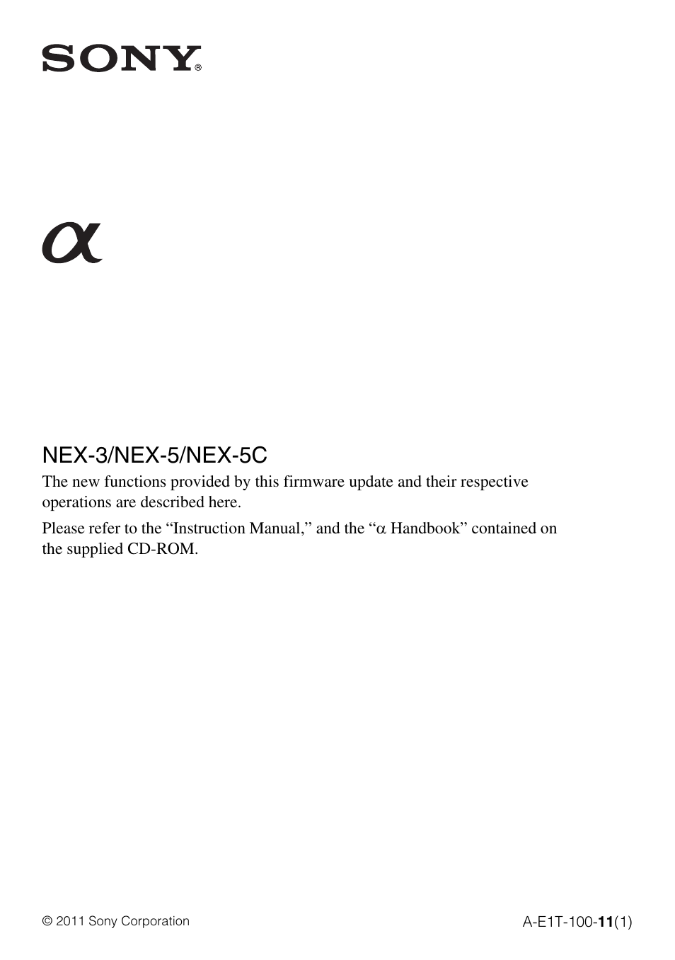 Sony NEX-3 User Manual | 6 pages