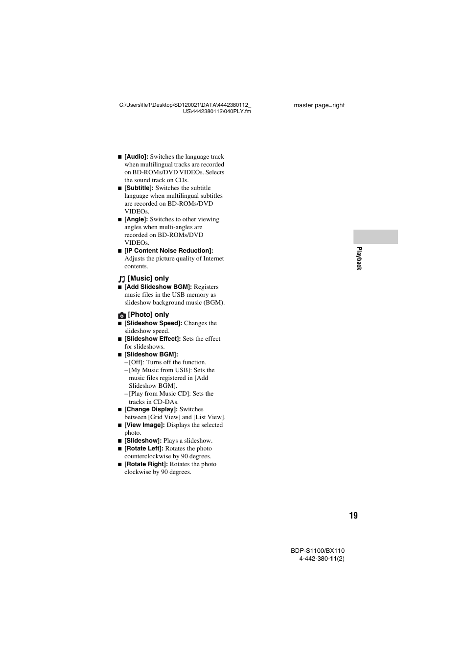 Sony BDP-S1100 User Manual | Page 19 / 36