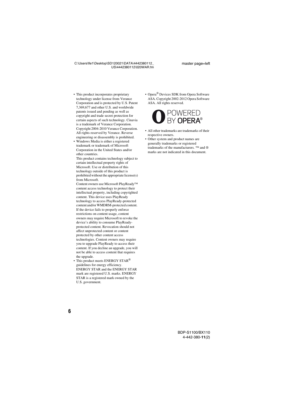 Sony BDP-S1100 User Manual | Page 6 / 36