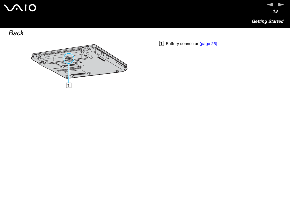 Back | Sony VGN-S460P User Manual | Page 13 / 200
