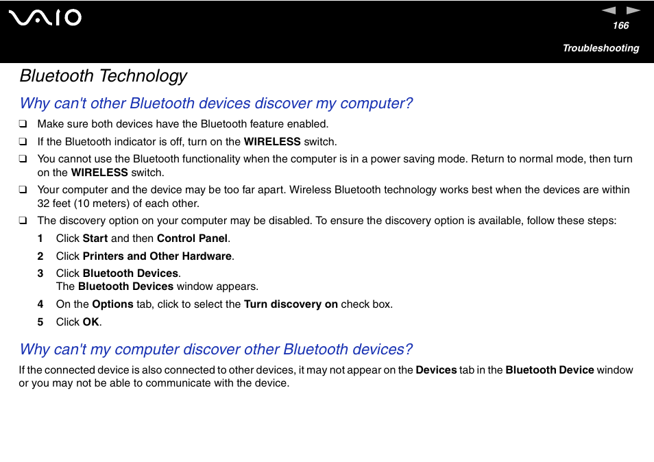 Bluetooth technology | Sony VGN-S460P User Manual | Page 166 / 200