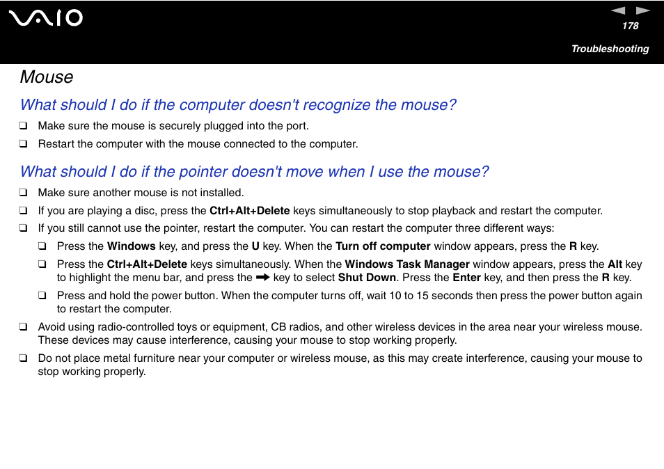 Mouse | Sony VGN-S460P User Manual | Page 178 / 200