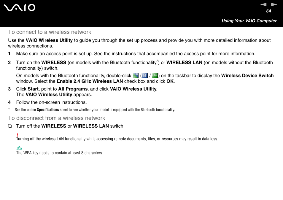 Sony VGN-S460P User Manual | Page 64 / 200