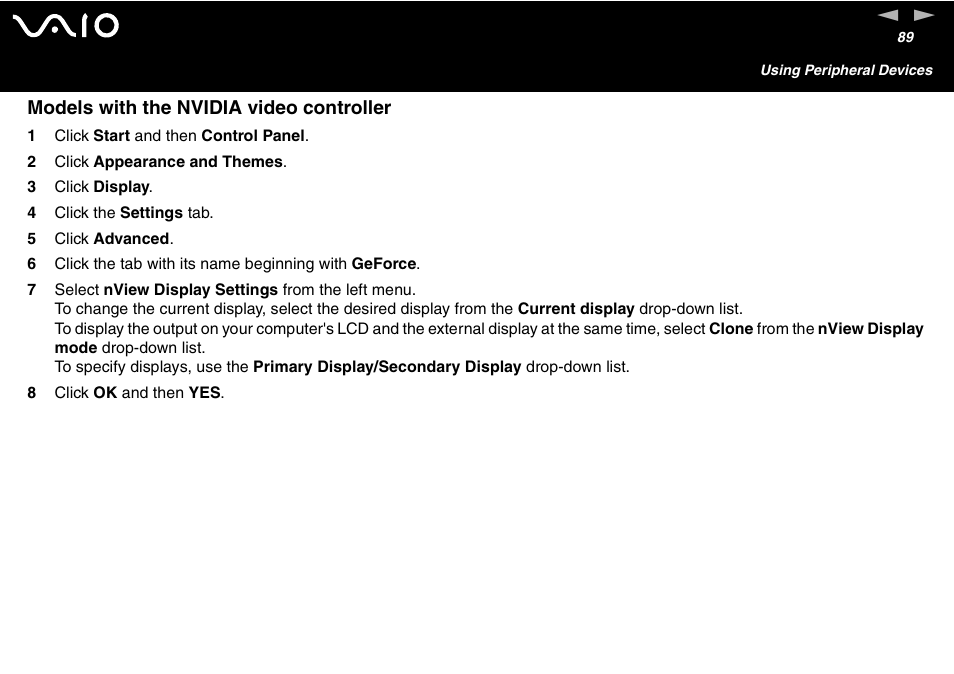 Models with the nvidia video controller | Sony VGN-S460P User Manual | Page 89 / 200