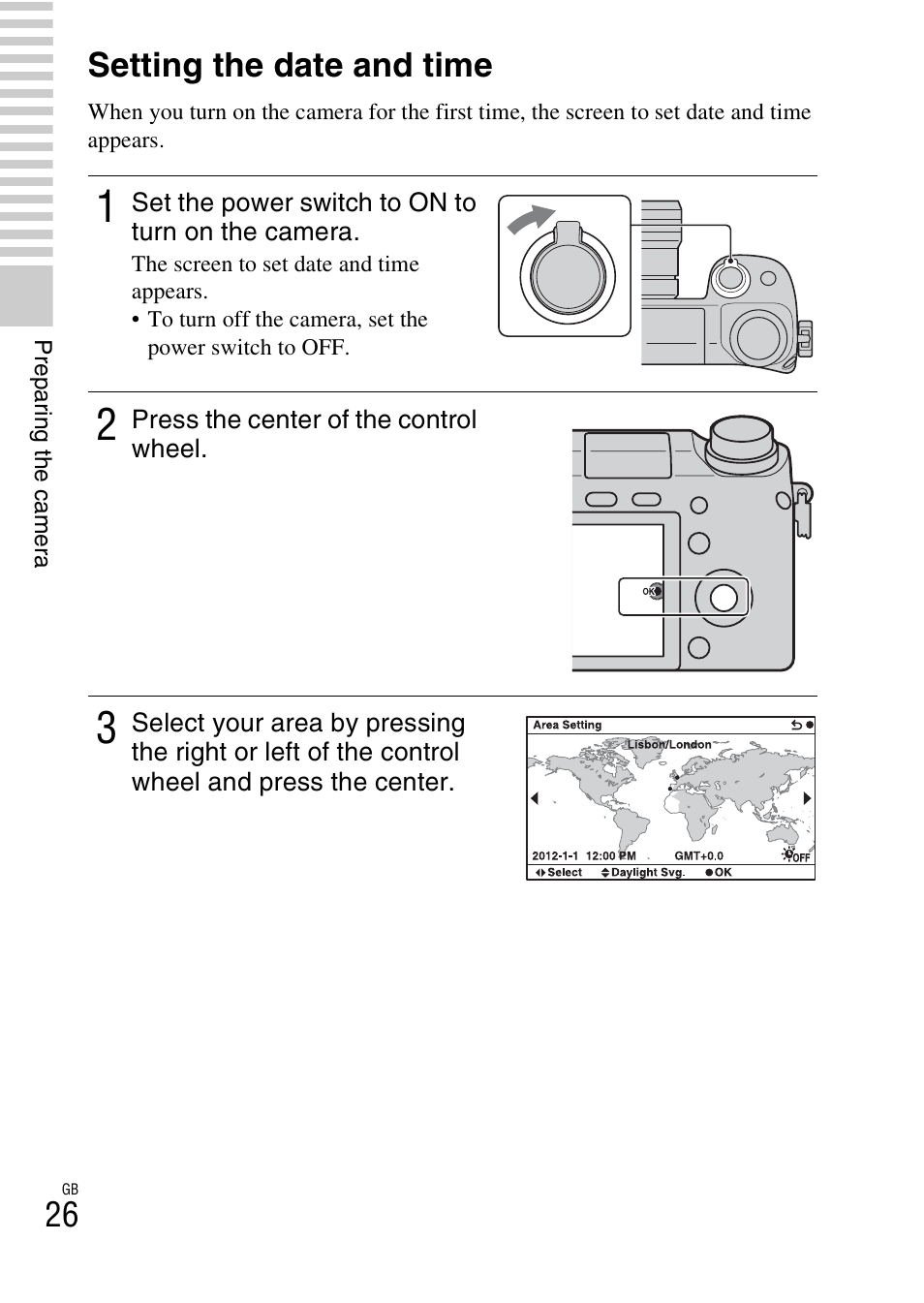 Setting the date and time | Sony NEX-6 User Manual | Page 26 / 103