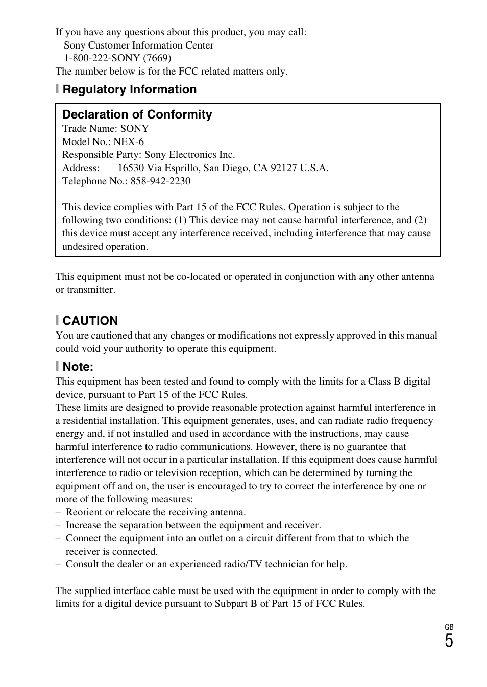 Sony NEX-6 User Manual | Page 5 / 103