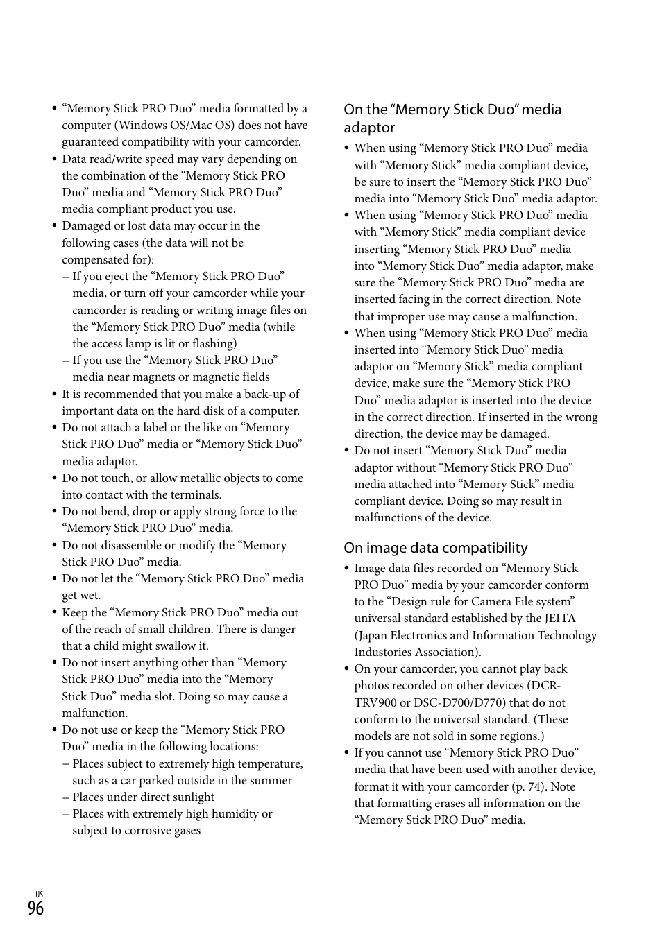 On image data compatibility | Sony HDR-XR150 User Manual | Page 96 / 109
