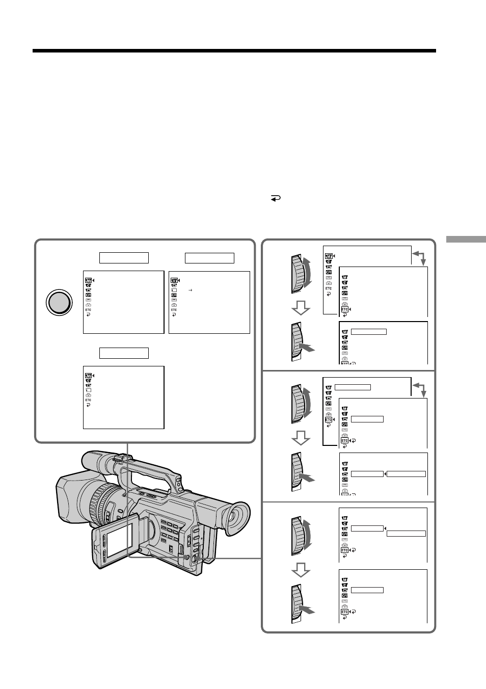 Customizing your camcorder, Changing the menu settings | Sony DCR-VX2000 User Manual | Page 107 / 172